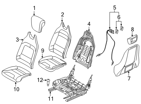 2019 BMW i3s Front Seat Components Left Seat Foam Plastic Part Diagram for 52107388647