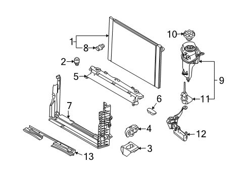 2007 BMW M6 Radiator & Components Cooling Water Compensation Tank Bracket Diagram for 51717897897