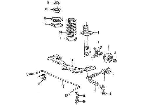 1998 BMW 328i Front Suspension Components, Lower Control Arm, Stabilizer Bar Front Left Shock Absorber Strut Diagram for 31312227485