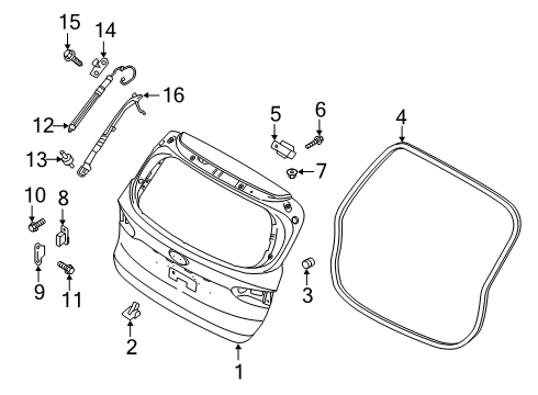 2019 Hyundai Santa Fe Lift Gate Bracket Assembly-T/GATE LFTR B/SD Diagram for 81842-S1100