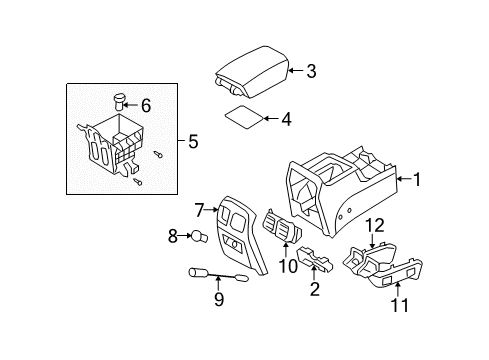 2009 Hyundai Azera Rear Console Console-Rear Diagram for 84620-3L001-WK