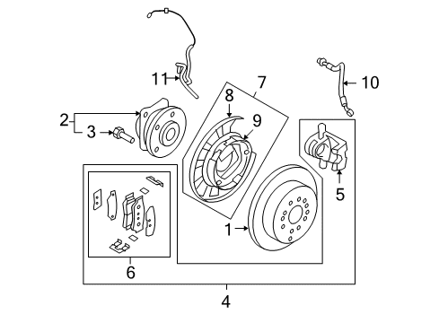 2011 Hyundai Santa Fe Anti-Lock Brakes Sensor Assembly-Abs Real Wheel , LH Diagram for 95680-2B000