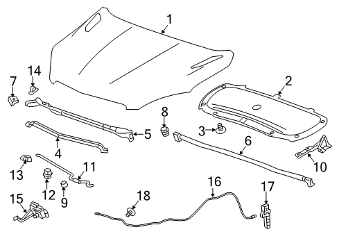 2015 Chevrolet Trax Hood & Components Front Weatherstrip Diagram for 95299479