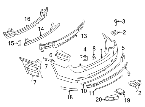 2013 BMW 760Li Rear Bumper Rear Reflector, Rear Right Diagram for 63147311180