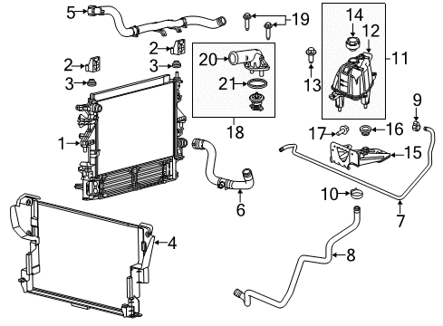 2016 Ram ProMaster 3500 Radiator & Components Engine Cooling Radiator Front Diagram for 68210641AB