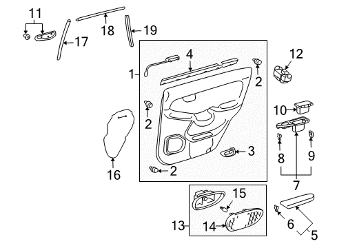 2005 Lexus GX470 Rear Door Weatherstrip, Rear Door Glass, Inner LH Diagram for 68174-60040