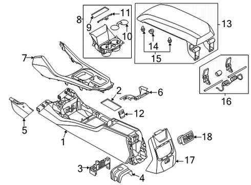 2022 BMW M235i xDrive Gran Coupe Center Console STORAGE TRAY, CUP HOLDER, CE Diagram for 51167951772