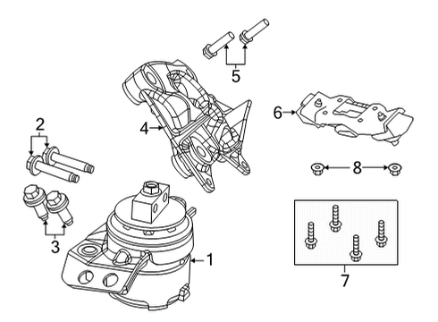 2021 Jeep Wrangler Engine & Trans Mounting Bracket-Engine Mount Diagram for 68490438AA