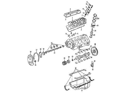 1991 GMC K1500 Engine Parts, Mounts, Cylinder Head & Valves, Camshaft & Timing, Oil Pan, Oil Pump, Crankshaft & Bearings, Pistons, Rings & Bearings Piston Kit-(Includes Rings) Std Diagram for 12455573