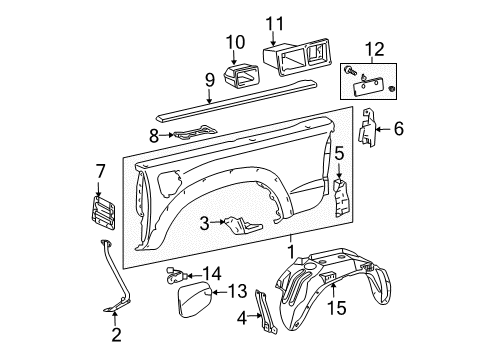 Diagram for 2011 Toyota Tacoma Front & Side Panels 