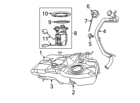 2010 Dodge Caliber Senders Module-Fuel Tank Diagram for 68029546AE