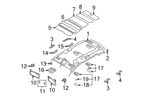 2010 Kia Rondo Interior Trim - Roof Sunvisor Assembly Left Diagram for 852011D050RU