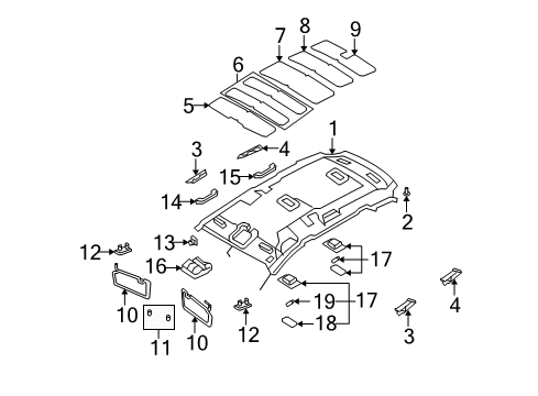 2010 Kia Rondo Interior Trim - Roof Bulb Diagram for 852023E012