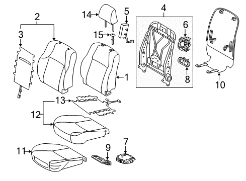 2017 Toyota 4Runner Passenger Seat Components Seat Back Panel Diagram for 71705-35030-C0