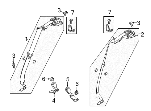 2013 Cadillac CTS Seat Belt Child Seat Bracket Diagram for 22847112