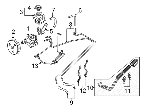 2004 Pontiac GTO P/S Pump & Hoses, Steering Gear & Linkage Hose-P/S Gear Outlet Front Diagram for 92155948