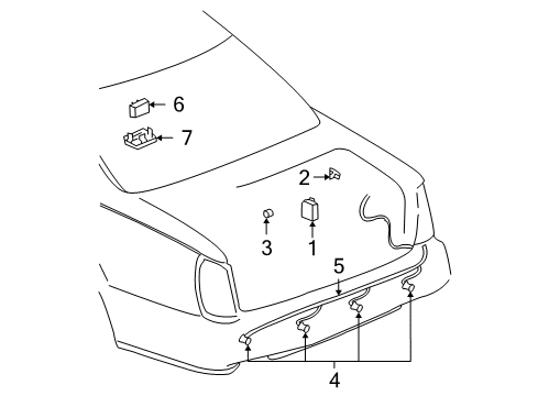2001 Cadillac DeVille Electrical Components Rear Object Alarm Module Assembly Diagram for 25750800