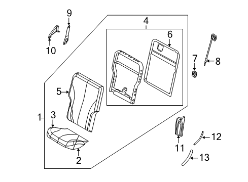 2004 Chrysler Pacifica Rear Seat Components Rear Seat Cushion Diagram for YN131DVAA