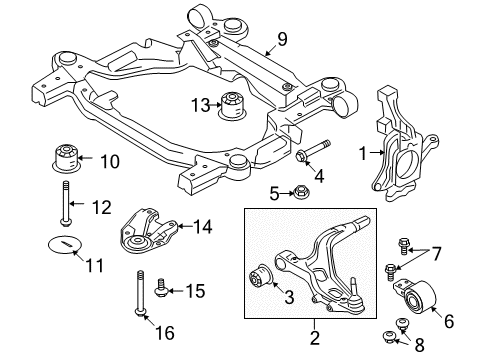 2008 Ford Taurus X Front Suspension Components, Lower Control Arm, Stabilizer Bar Rear Insulator Diagram for 9G1Z-5400155-A