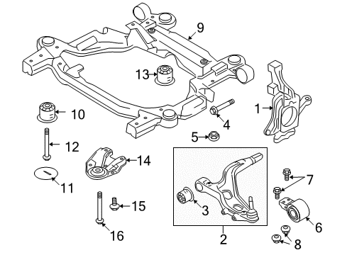 2008 Ford Taurus X Front Suspension Components, Lower Control Arm, Stabilizer Bar Engine Cradle Mount Plate Diagram for 8G1Z-5G221-C