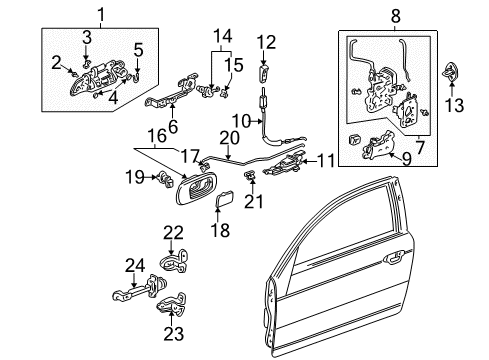 2002 Honda Civic Door - Lock & Hardware Pad Assy., R. FR. Door Skin Diagram for 72133-S5P-A01