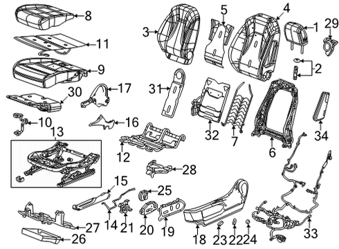 2021 Buick Envision Driver Seat Components Headrest Diagram for 84907172
