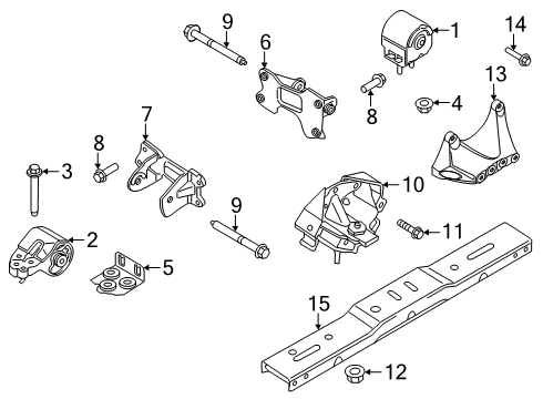 2018 Ford F-150 Engine & Trans Mounting Transmission Crossmember Diagram for FL3Z-6A023-A