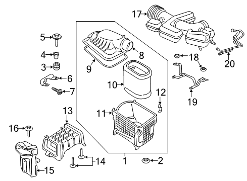 2017 Ford F-350 Super Duty Filters Air Inlet Duct Bracket Diagram for HC3Z-9647-B