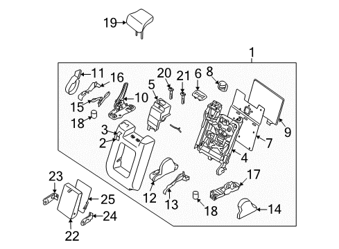 2009 Nissan Pathfinder Second Row Seats Latch-Dump Rel Rear Seat Center Diagram for 88441-ZS40A