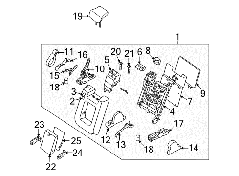 2007 Nissan Pathfinder Second Row Seats 2Nd Seat Armrest Assembly Center Diagram for 88700-EA100