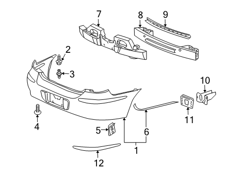 2007 Buick LaCrosse Rear Bumper Molding Diagram for 15276880