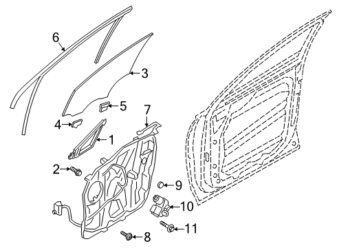 2021 Hyundai Santa Fe Front Door GLASS ASSY-FRONT DOOR, LH Diagram for 82410-S1020