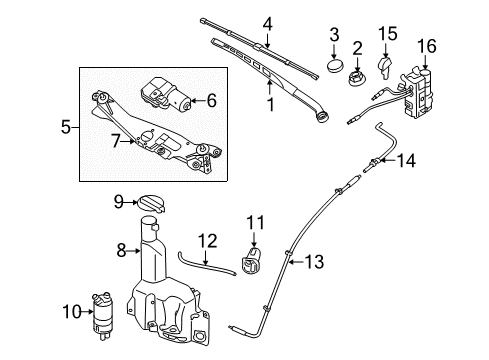 2011 Hyundai Genesis Wiper & Washer Components Windshield Wiper Arm Assembly, Driver Diagram for 98311-3M100