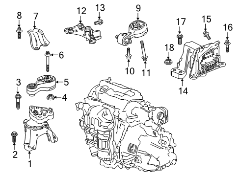 2019 Honda Accord Engine & Trans Mounting Rod, Torque (Lower) Diagram for 50890-TVA-A21