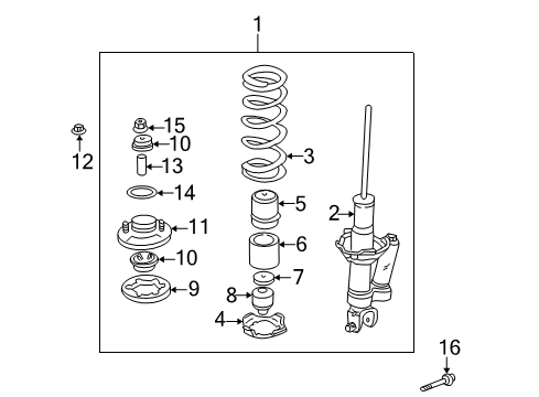 2004 Honda S2000 Struts & Components - Rear Shock Absorber Assembly, Left Rear Diagram for 52620-S2A-A06
