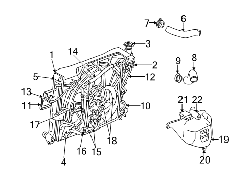 2004 Jeep Grand Cherokee Radiator & Components Line-Power Steering Pump Diagram for 5019708AF
