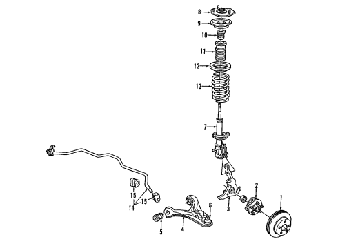 1993 Pontiac Trans Sport Front Suspension Components, Lower Control Arm, Stabilizer Bar Front Suspension Strut Diagram for 22064703