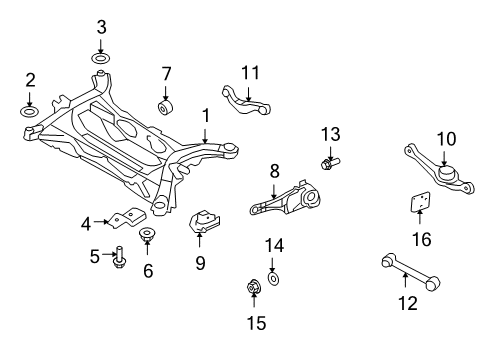 2010 Lincoln MKX Rear Suspension Components, Lower Control Arm, Upper Control Arm, Stabilizer Bar Suspension Crossmember Diagram for 7T4Z-5035-C