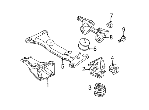 2007 BMW 328xi Engine & Trans Mounting Automatic Transmission Mount Bracket Diagram for 22326760306