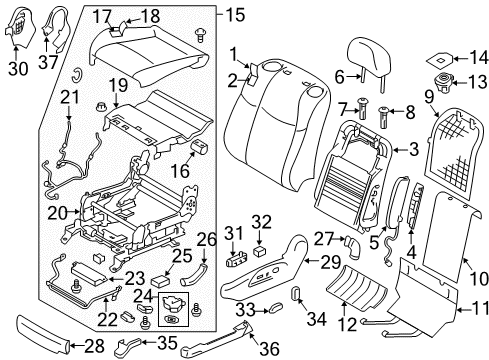 2014 Infiniti Q70 Driver Seat Components Cushion Assembly - Front Seat Diagram for 87350-1MY9B