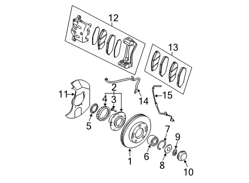 2005 Kia Sorento Front Brakes Piston Boot Diagram for 58114-3E200