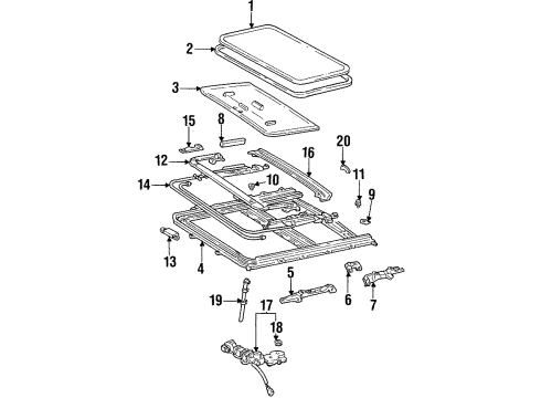 1993 Toyota Corolla Sunroof Gear Sub-Assy, Sliding Roof Drive Diagram for 63260-12070