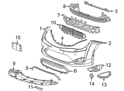 2020 Chrysler Pacifica Front Bumper Belly Pan-Extension Front Diagram for 68227444AG