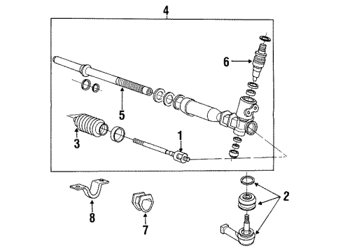 1989 Hyundai Sonata Steering Column & Wheel, Steering Gear & Linkage Rod Assembly-Tie Diagram for 57730-33100