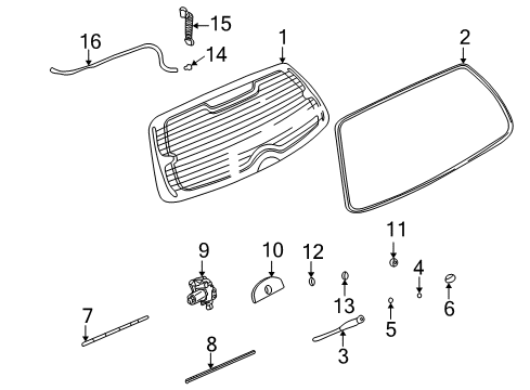 2000 Saturn LW1 Wiper & Washer Components Blade Asm, Rear Window Wiper Diagram for 15825256