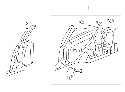 2000 Honda Insight Quarter Panel - Inner Structure Stiffener, R. Center Pillar Diagram for 63210-S3Y-A00ZZ