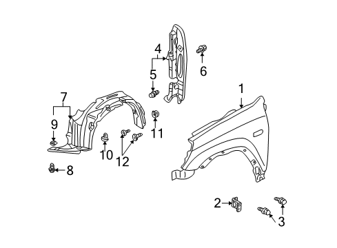 2002 Honda CR-V Fender & Components Fender Assembly, Left Front (Inner) Diagram for 74150-S9A-000