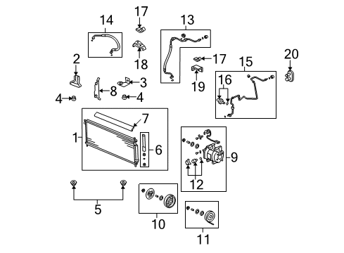 2008 Honda Fit A/C Condenser, Compressor & Lines Compressor Diagram for 38810-RME-A02