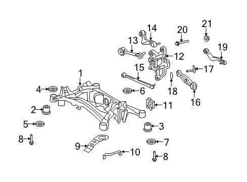 2012 Lexus LS460 Rear Suspension Components, Lower Control Arm, Upper Control Arm, Ride Control, Stabilizer Bar Stopper, Rear Suspension Member, Upper Diagram for 52278-50030