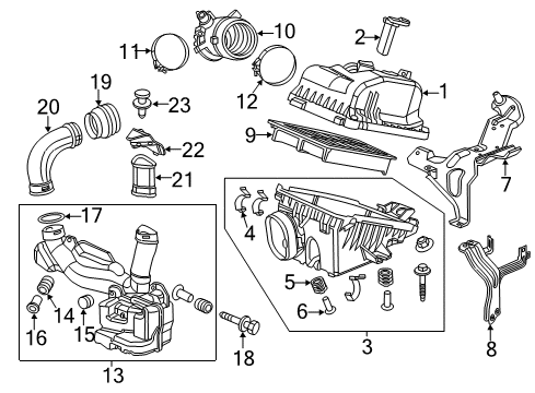 2015 Honda Civic Filters Case Set, Air Cleaner Diagram for 17201-R1B-A00